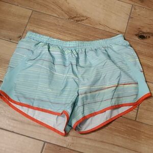 Nike Women's Athletic Shorts - Light Blue with Orange Trim